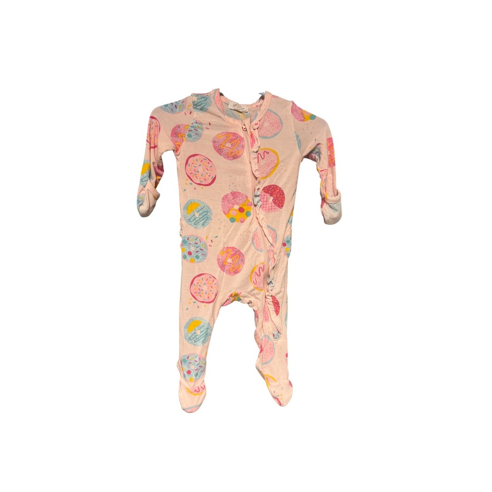Angel Dear Baby Pink Donut Bamboo Viscose Ruffle Zipper Footie Sleeper 0-3M Soft